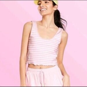 Stoney clover lane womens cropped tank top pink & white stripes nwt XL